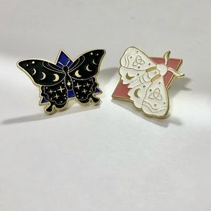 Moth and butterfly pins.